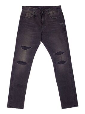 R13 Washed Black Distressed Skate Jeans Cotton Blend Size 32